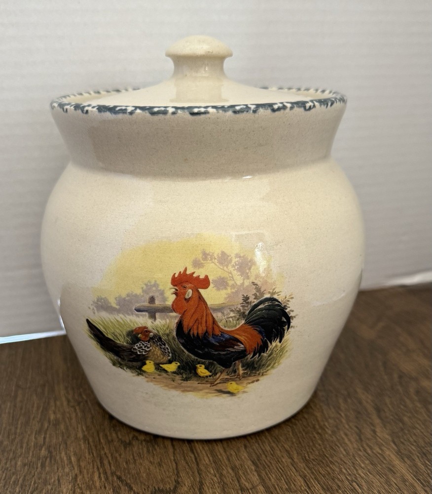 Vintage Casey Pottery Marshall Texas Rooster Canister/Crock With Lid