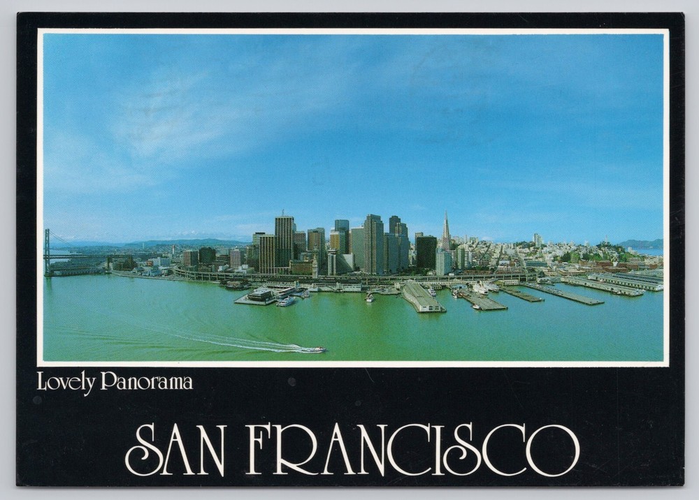 San Francisco California, City Skyline Panorama, Vintage Postcard