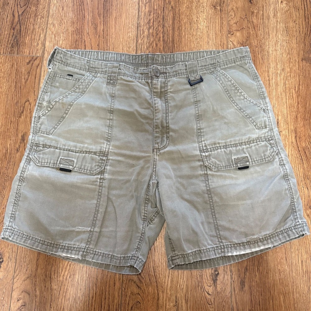 Wrangler Mens Olive Green Cargo Shorts Elastic Waist Size 38 Gorpcore hiking