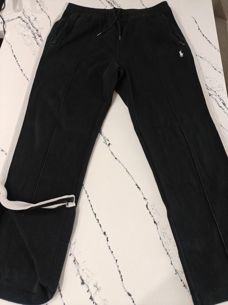 Polo Ralph Lauren Sweatpants Joggers Men’s Medium Black Ankle Zip Drawstring