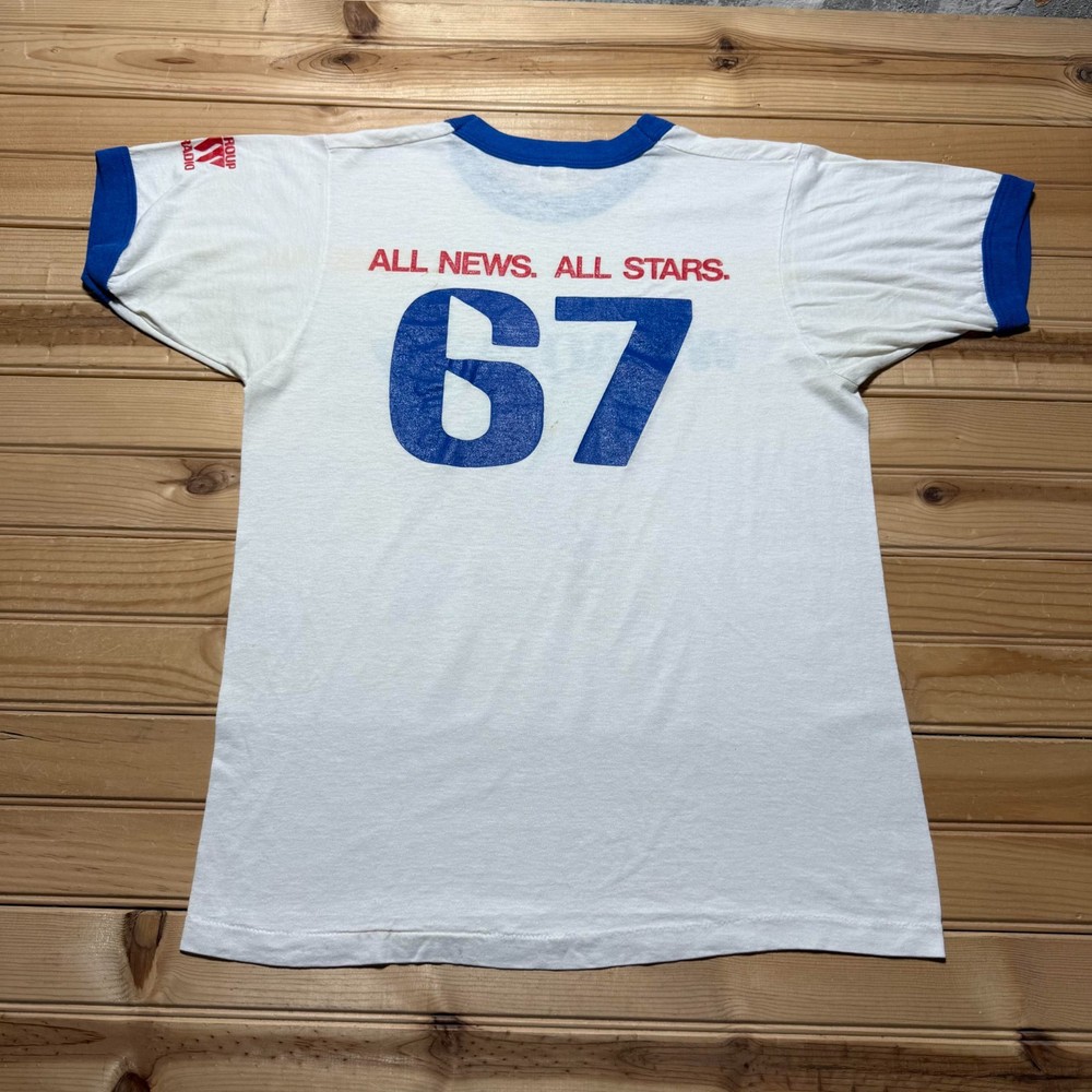 Vintage 80s WMAQ All News All Stars 67 Media Radio Ringer T-Shirt USA - Medium