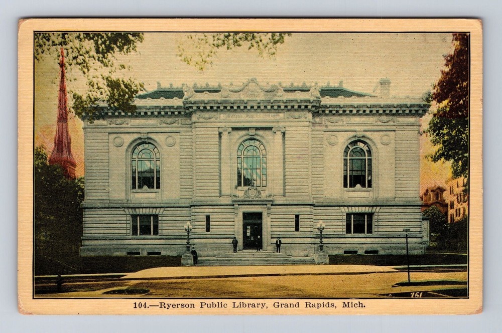 Grand Rapids MI-Michigan, Ryerson Public Library, Antique, Vintage Postcard