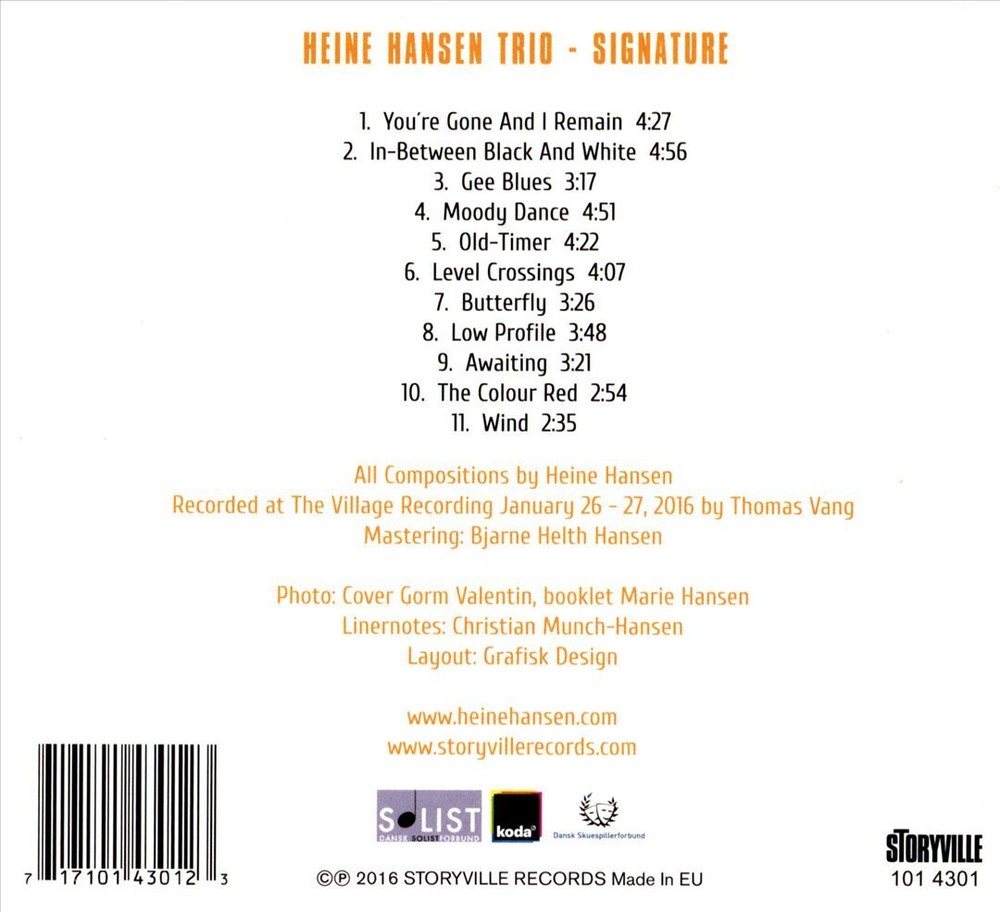 HEINE HANSEN TRIO SIGNATURE NEW CD