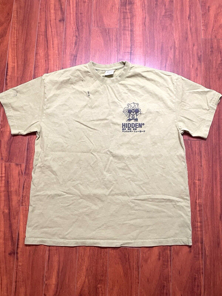 Hidden NY New York T Shirt Size XXL Army Green Beaver Graphic - Flaws