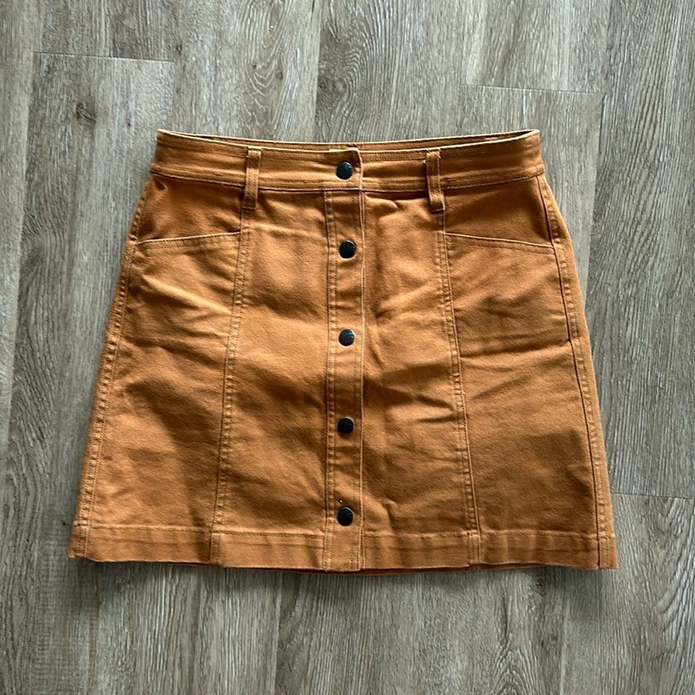 Madewell Button-Front A-Line Mini Skirt with Pockets