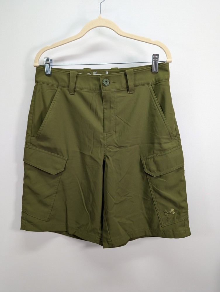 Under Armour Men's 30 Loose Heat Gear Golf Cargo Stretch Shorts Army Green 9
