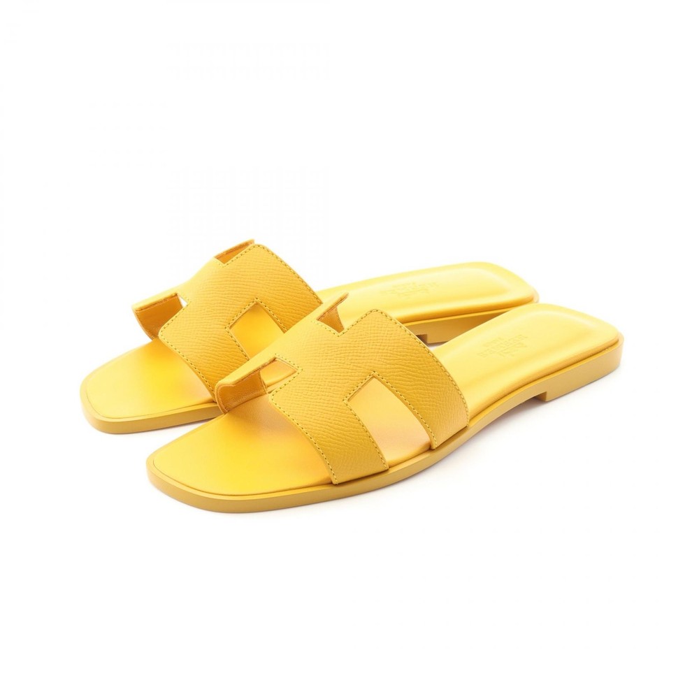 HERMES Oran Sandals #36 shoes Epsom leather Yellow Used Women