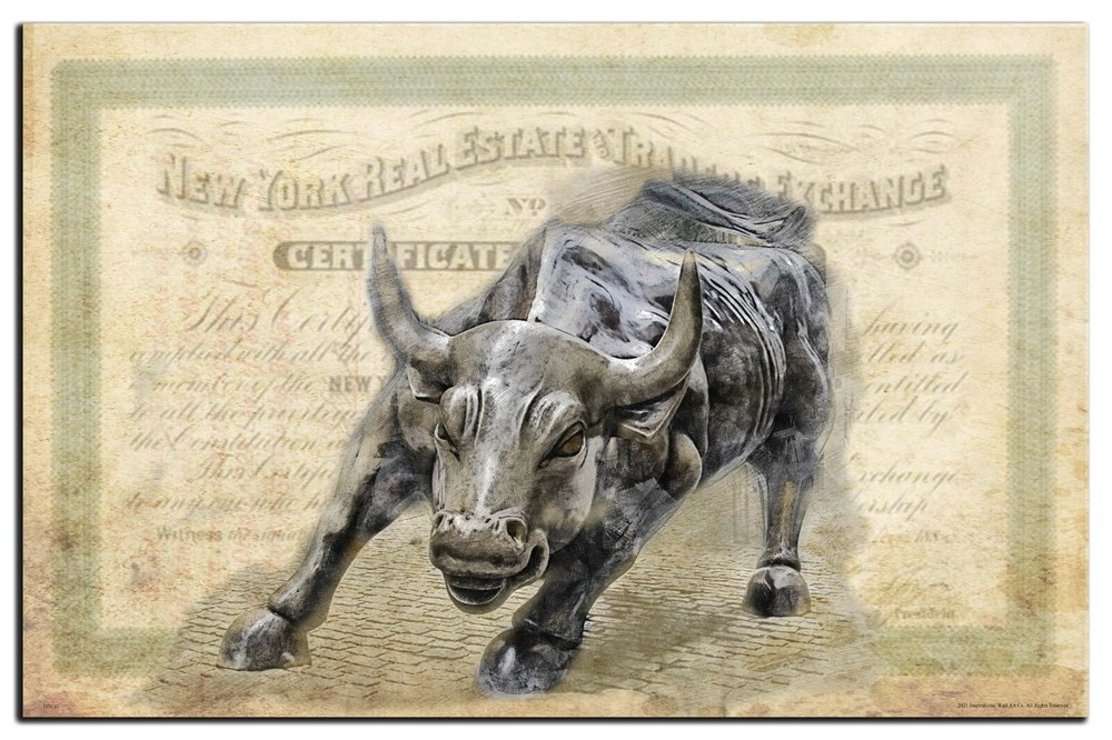 Vintage Bull Market Art Print 11x17 New York Stock Exchange Office Wall Decor