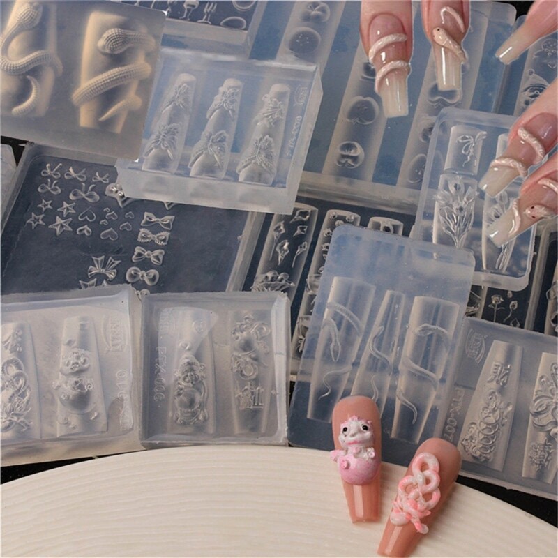 Resin Snake Nail Art Carving Mold for Epoxy Stamping Stencils