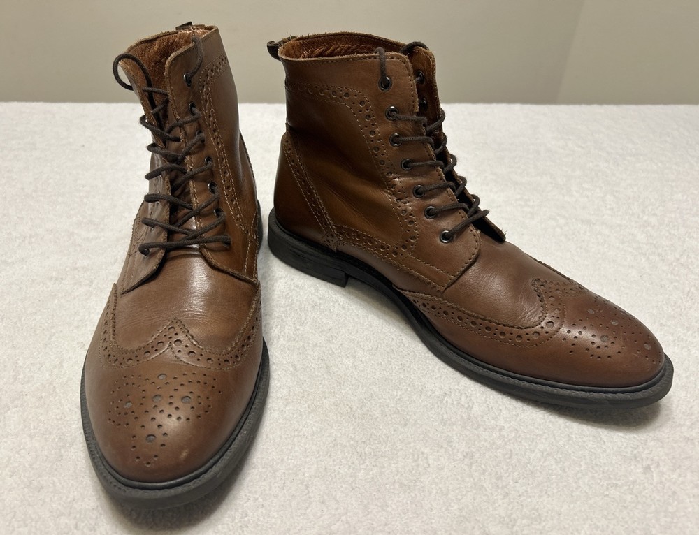 Stafford Boots Mens Size 8 M Brown Leather Wingtip Chukka Ankle Lace Up Vintage