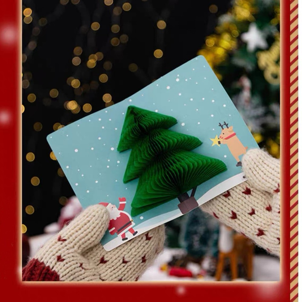 Christmas Tree 3D Pop Up Card Xmas Holiday Greeting Card Gifts New Year