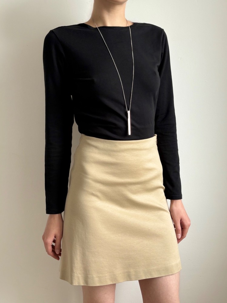 DDP Helmut Lang Vintage Beige Mini Skirt Compact Jersey 2000s Archive IT 40 S