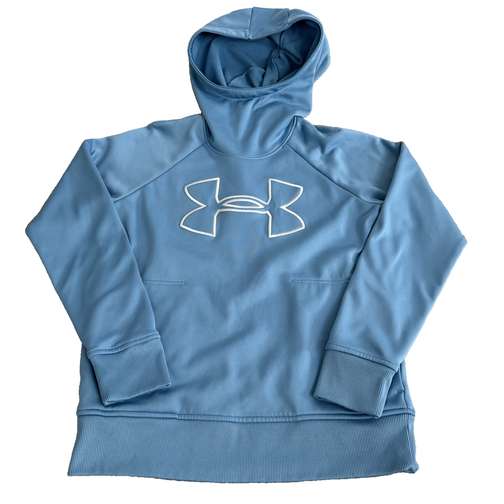 Under Armour Women's ColdGear Big Logo Hoodie Size S Blue Fleece Pullover
