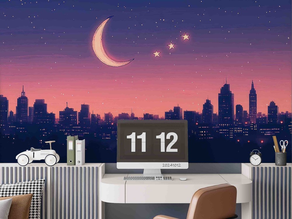 3D Moon Starry Sky City Night Scene Wall Murals Wallpaper Murals Wall Sticker 4
