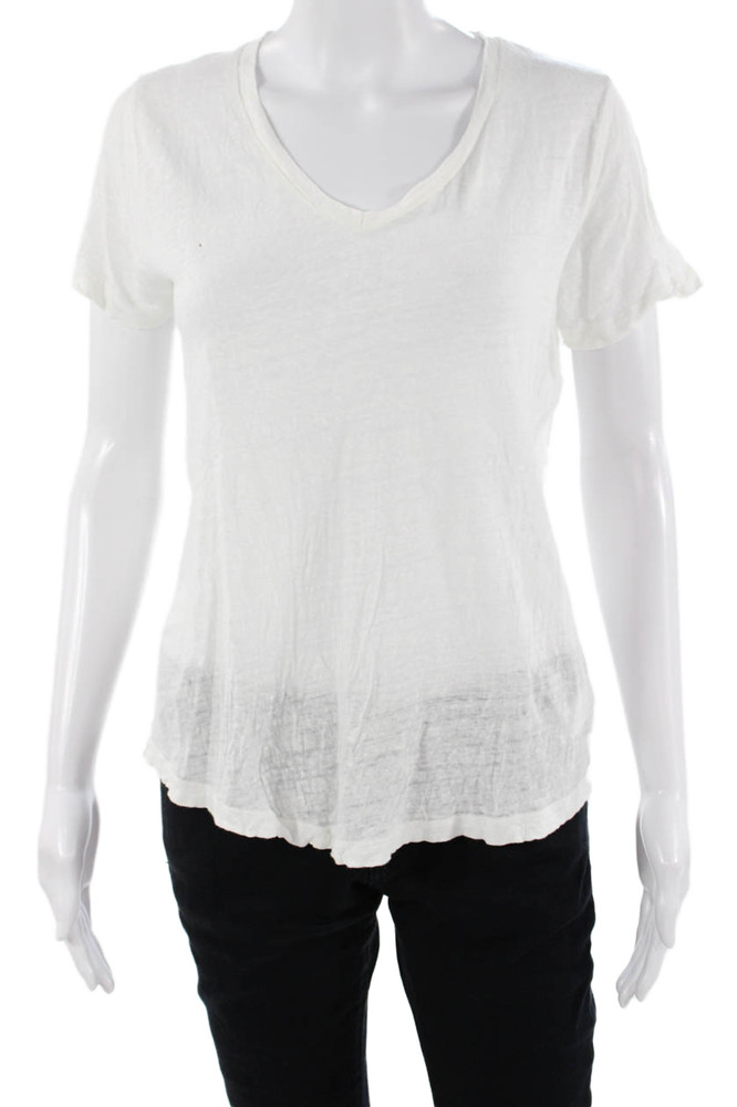 Vineyard Vines Womens Linen V-Neck T-Shirt White Short Sleeve Size XSFree Shipping in US $100+ Orders | $6.95 Orders Below