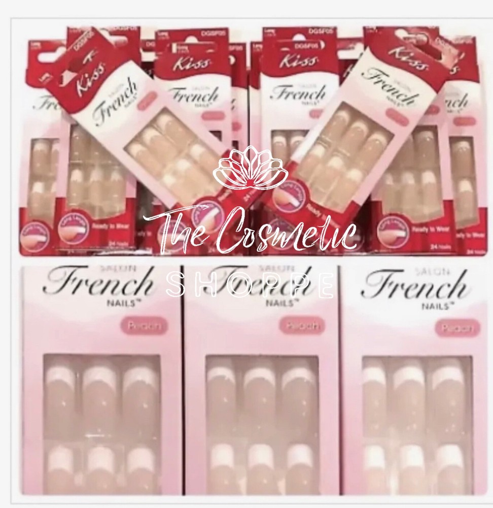 Kiss Long Salon French Artificial Nails Peach 57100 ‼️RARE: 10 Pack Deal‼️