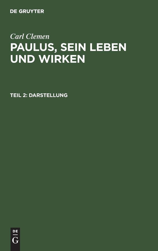 Carl Clemen Darstellung (Hardback)