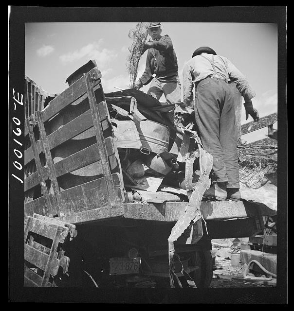 Washington DC 1942 Scrap Salvage Campaign Unloading Metal Truck Junkyard