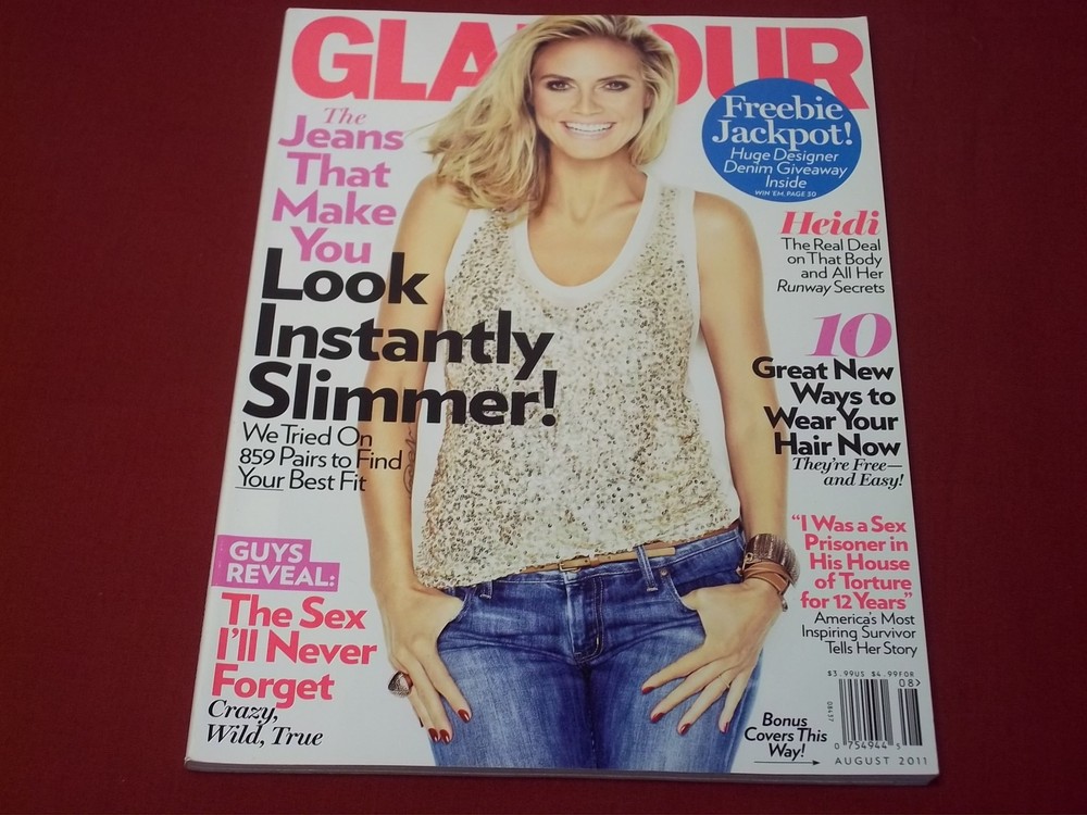 2011 AUGUST GLAMOUR MAGAZINE - HEIDI KLUM - FRONT COVER - PB 2376