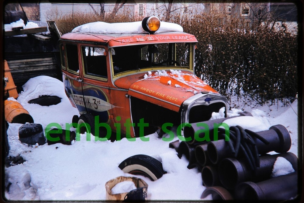 Original Slide, South Amboy NJ Ford Fire Apparatus Truck Sputnik 3rd Rocket 1961