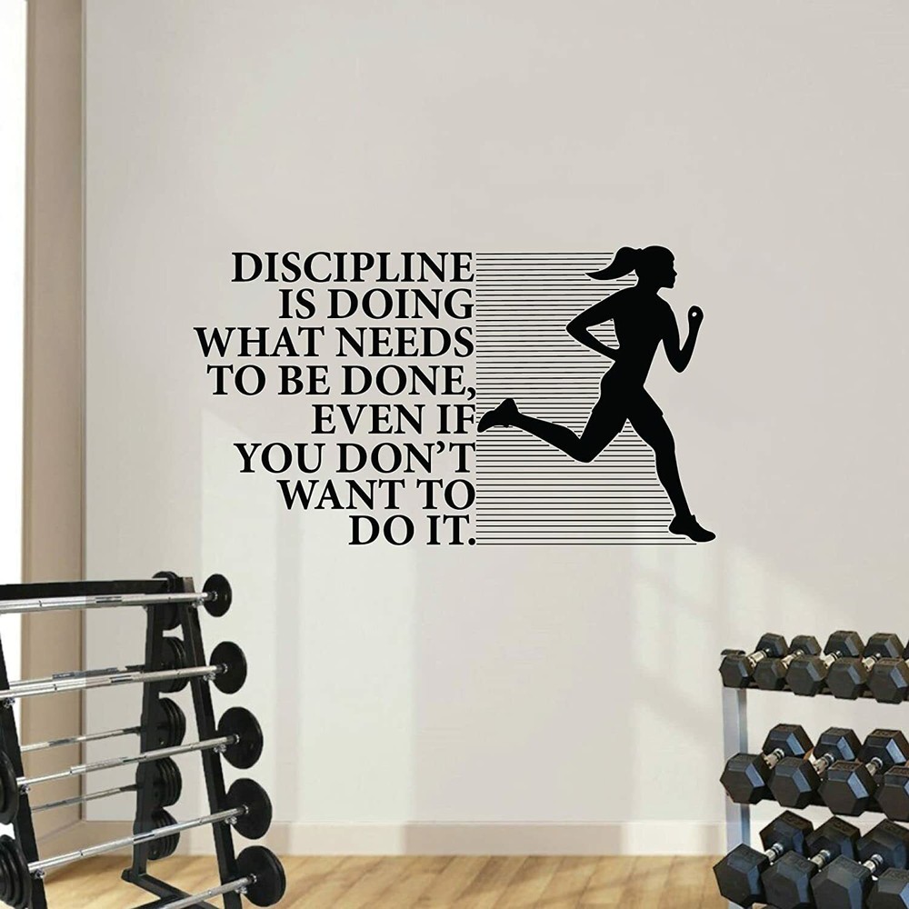 Get motivated with this workout discipline vinyl wall decal for gym or home