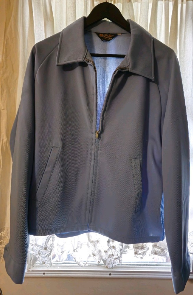 Vintage John Blair Jacket Mens L Full Zip Lightweight Blue Casual Coat