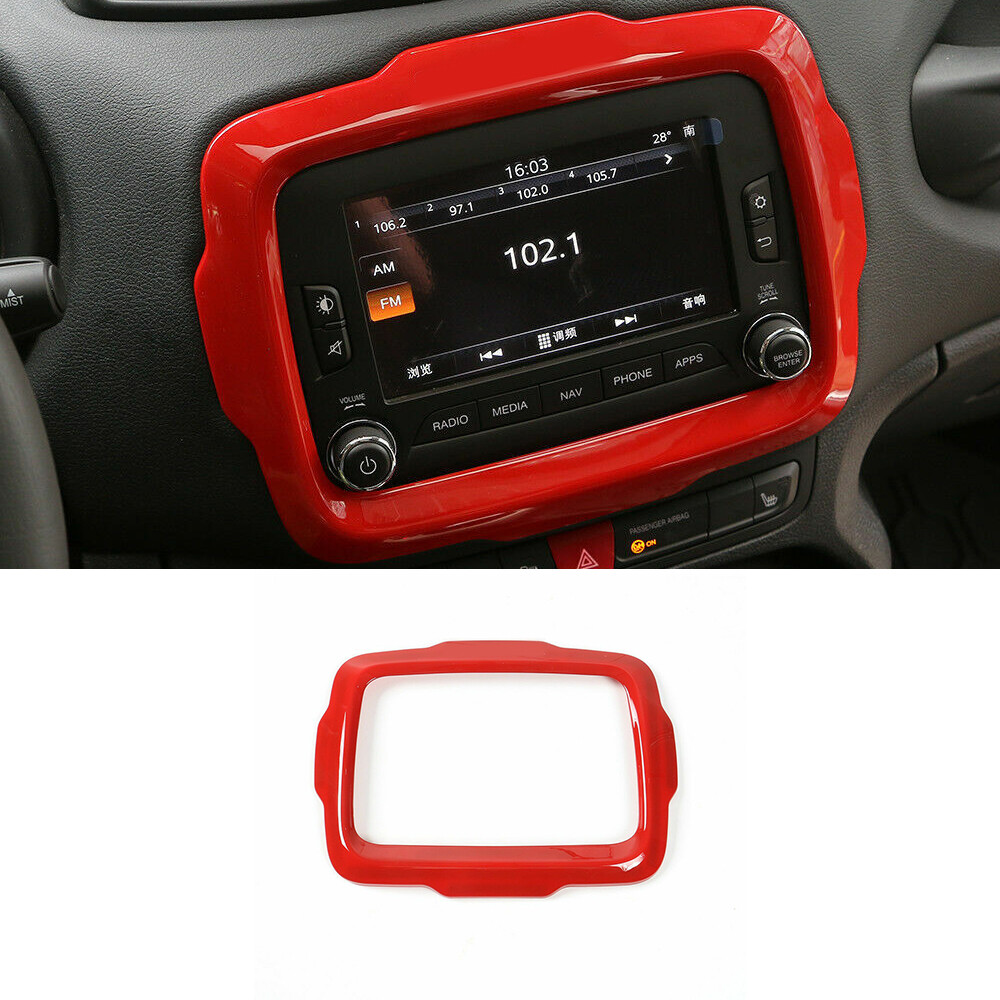 Central Console GPS Navigation Cover 1PCS For Jeep Renegade 2015-2017 Bright Red