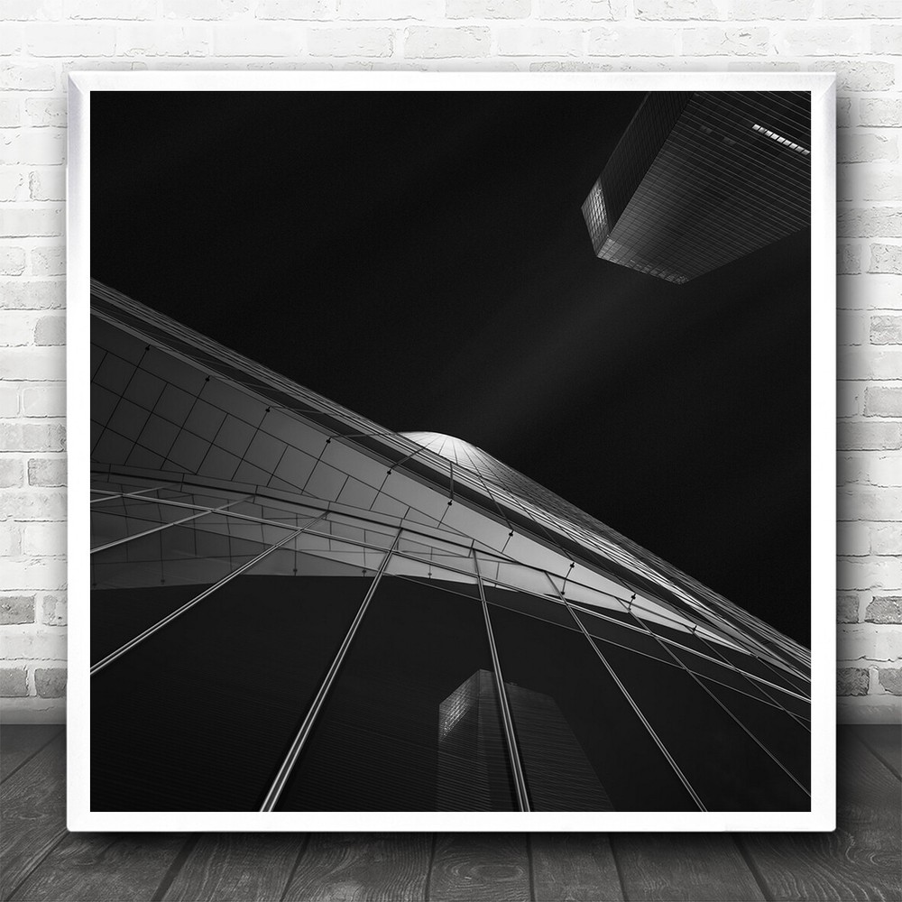 Dark Abstract Lookup Building Modern Reflection Square Wall Art Print