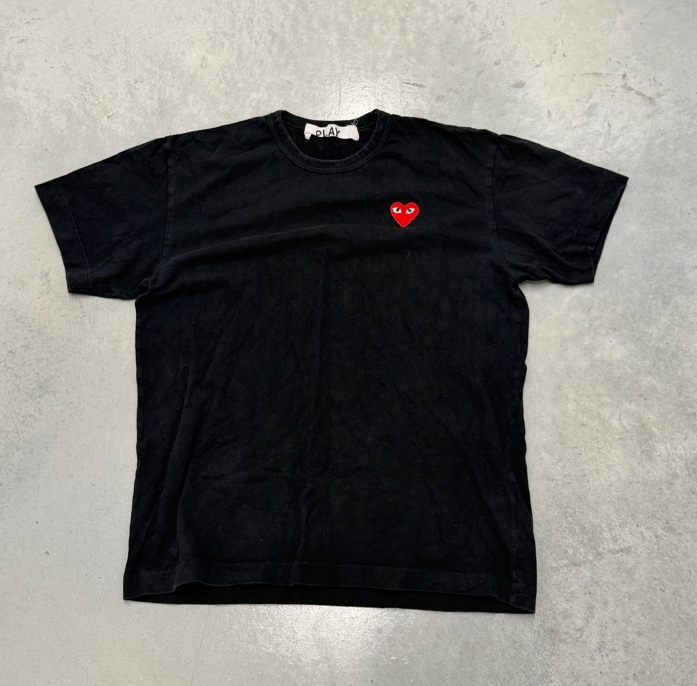 Comme des Garcons Play Red Heart Emblem Black T-Shirt Men XL