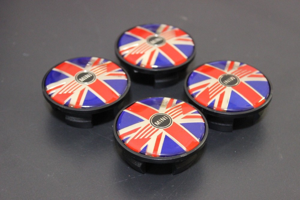 02-16 R53 R56 R50 R52 R60 R61 R55 MINI Cooper Logo Wheel Center Caps UNION JACK