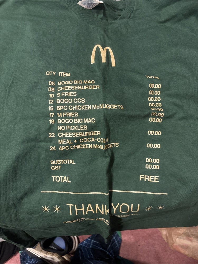 McDonald's McGold Card Receipt Thank You Employee T-Shirt Medium