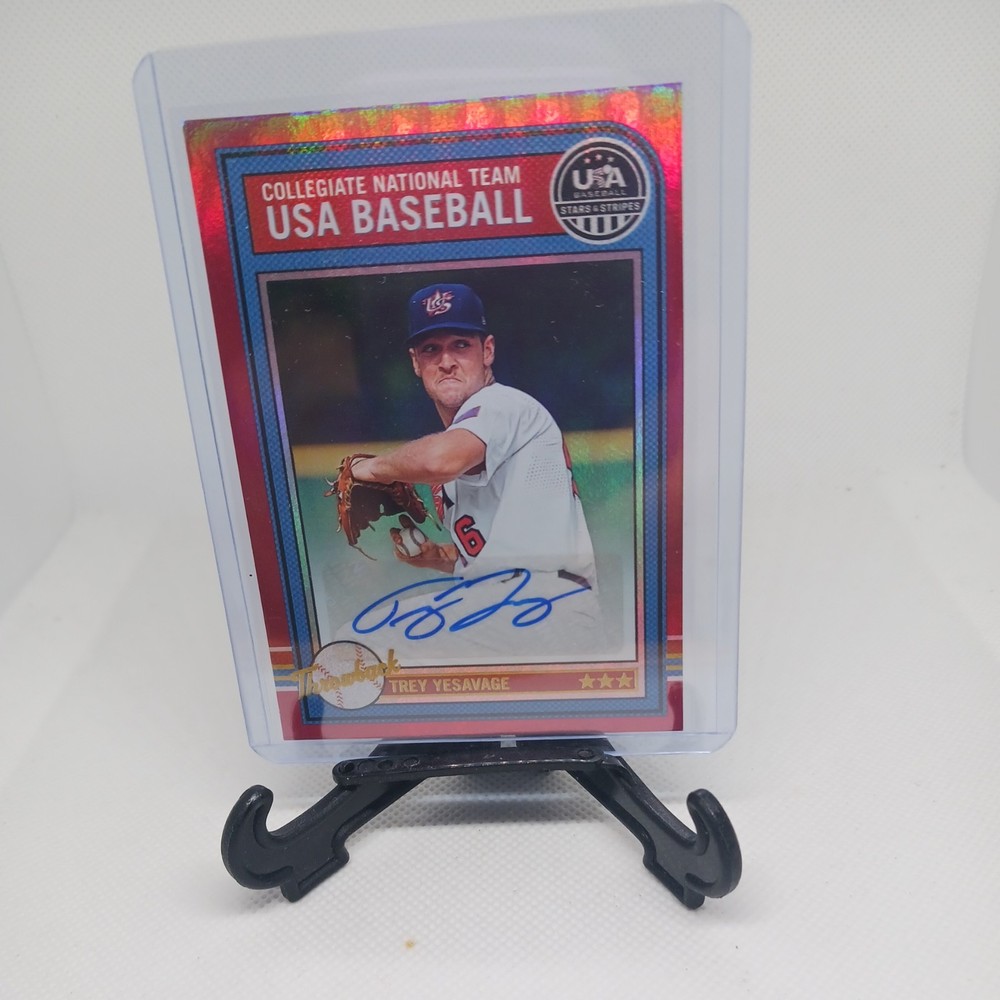 Trey Yesavage 2025 Stars & Stripes USA /99 Autograph Auto Red Foil Blue Jays