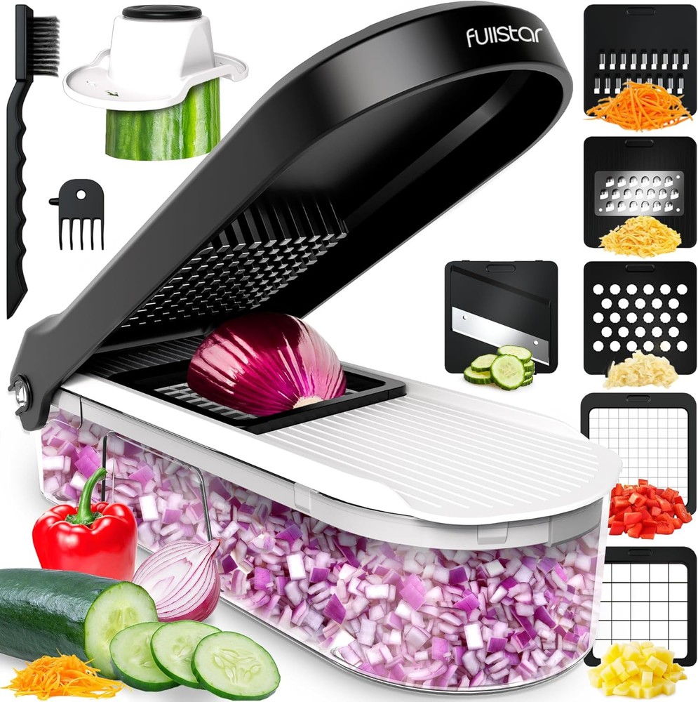 Fullstar 6-in-1 White Vegetable Chopper and Cheese Slicer for Effortless Prep