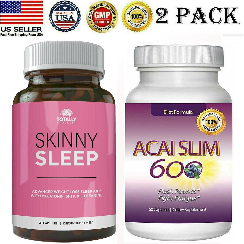 Skinny Sleep Aid Weight Loss Fat Burner Pills Acai Berry Slim Supplement Caps-image