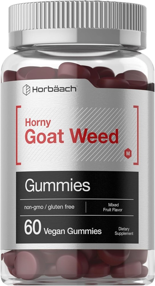 Horny Goat Weed Gummies | 60 Count | Vegetarian Mixed Fruit Flavor | by Horbaach