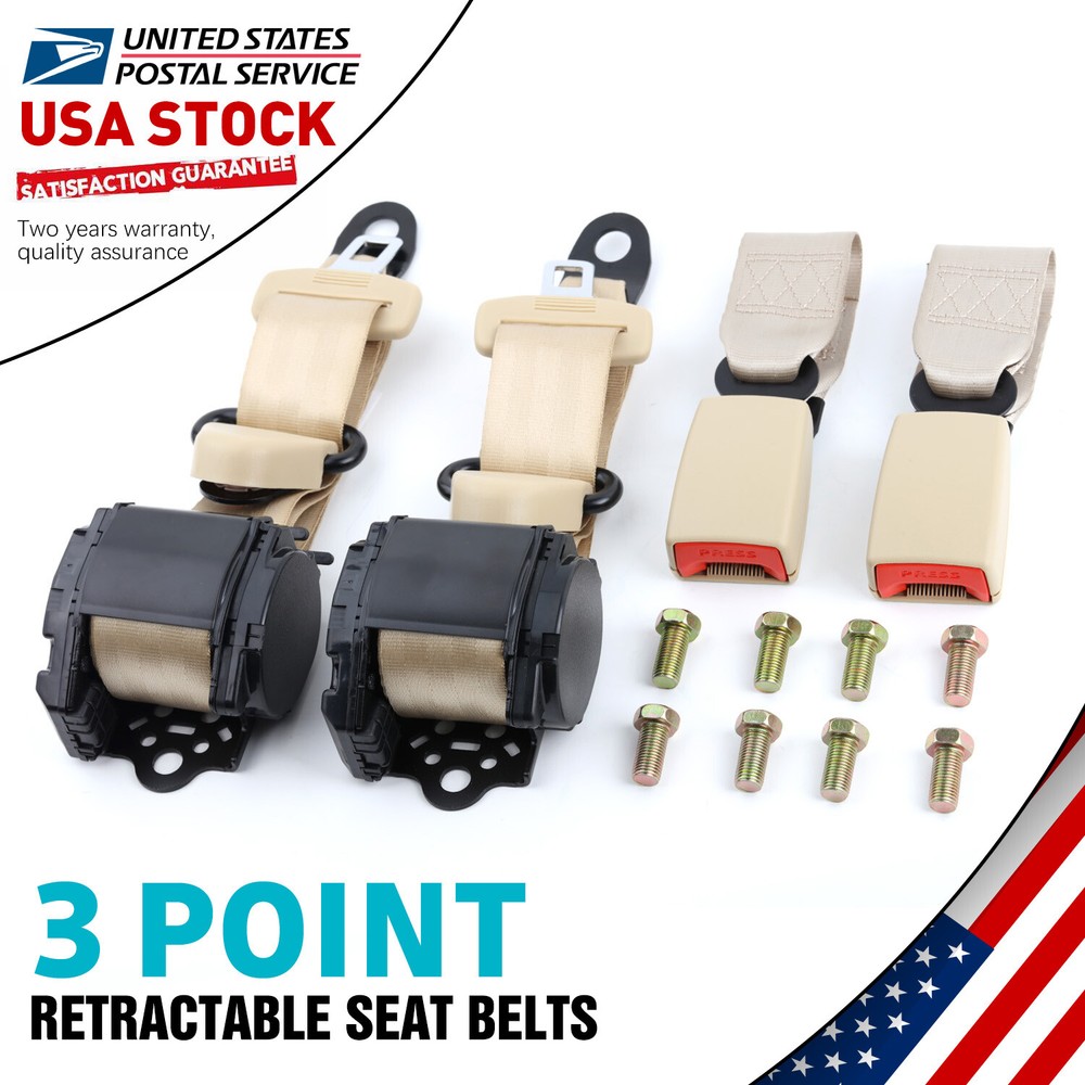 Brand New 2X Retractable Adjustable Seat Belt Strap For Ford Excursion 2000-2005