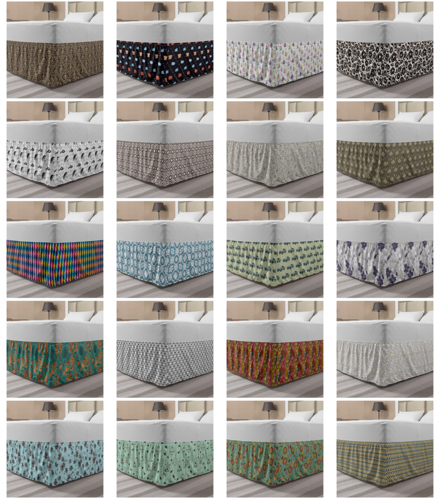 Ambesonne Vintage Scene Bedskirt Elastic Wrap Around Skirt Gathered Design