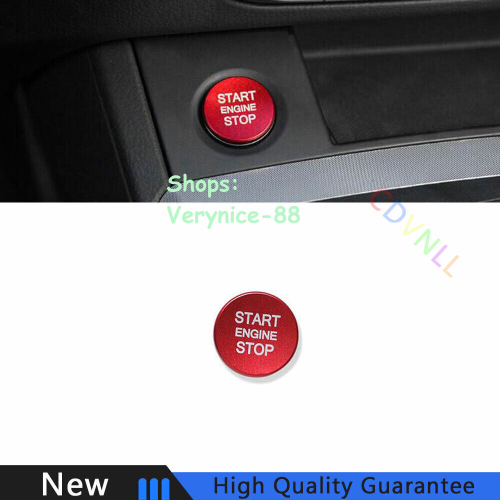 For Audi Q7 2016-2019 Red Aluminum Car One-Click Startup Switch Cover Trim 1PCS