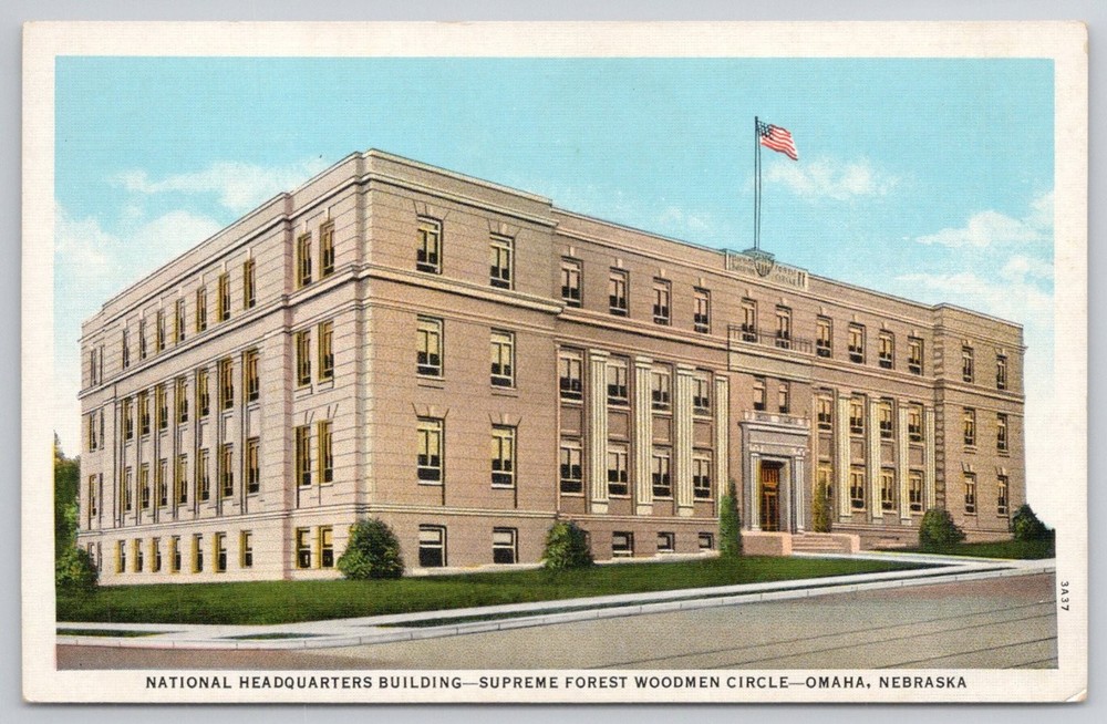Omaha NE Supreme Forest Woodmen Circle HQ Building Curteich Linen Postcard
