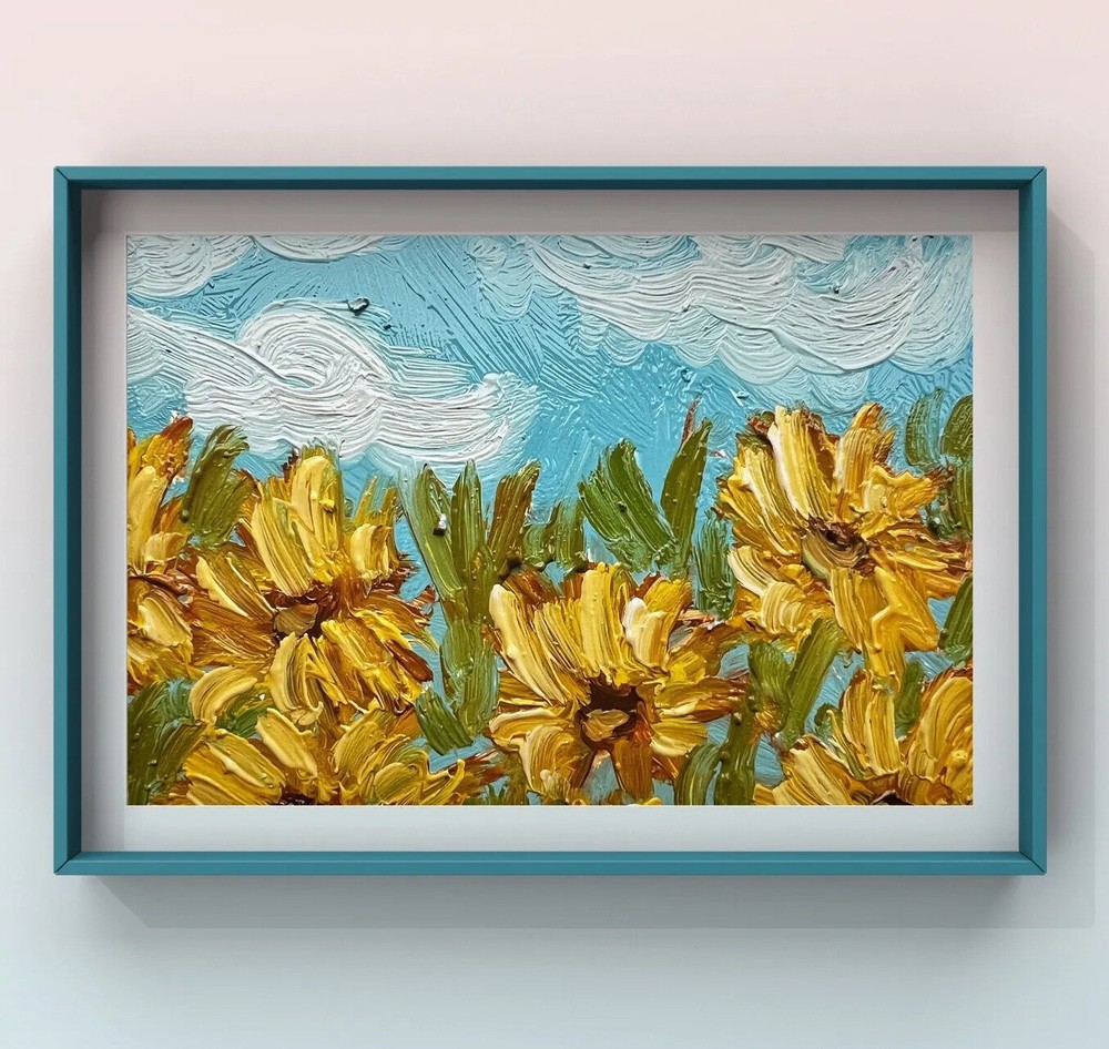 Vibrant Sunflowers Oil Painting Impressionist Ukrainian Landscape Original Art