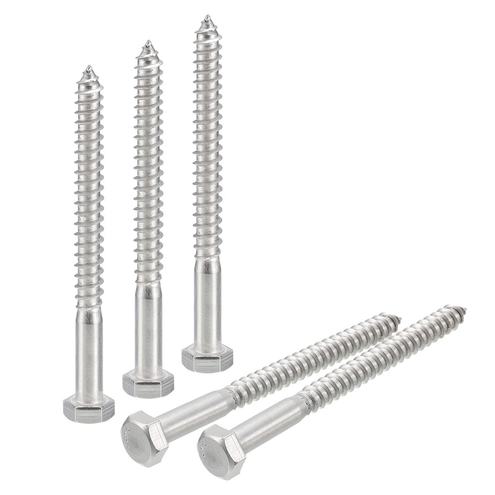 10pcs 5/16x3.5in 304 Stainless Steel Hex Head Lag Bolts for Wood
