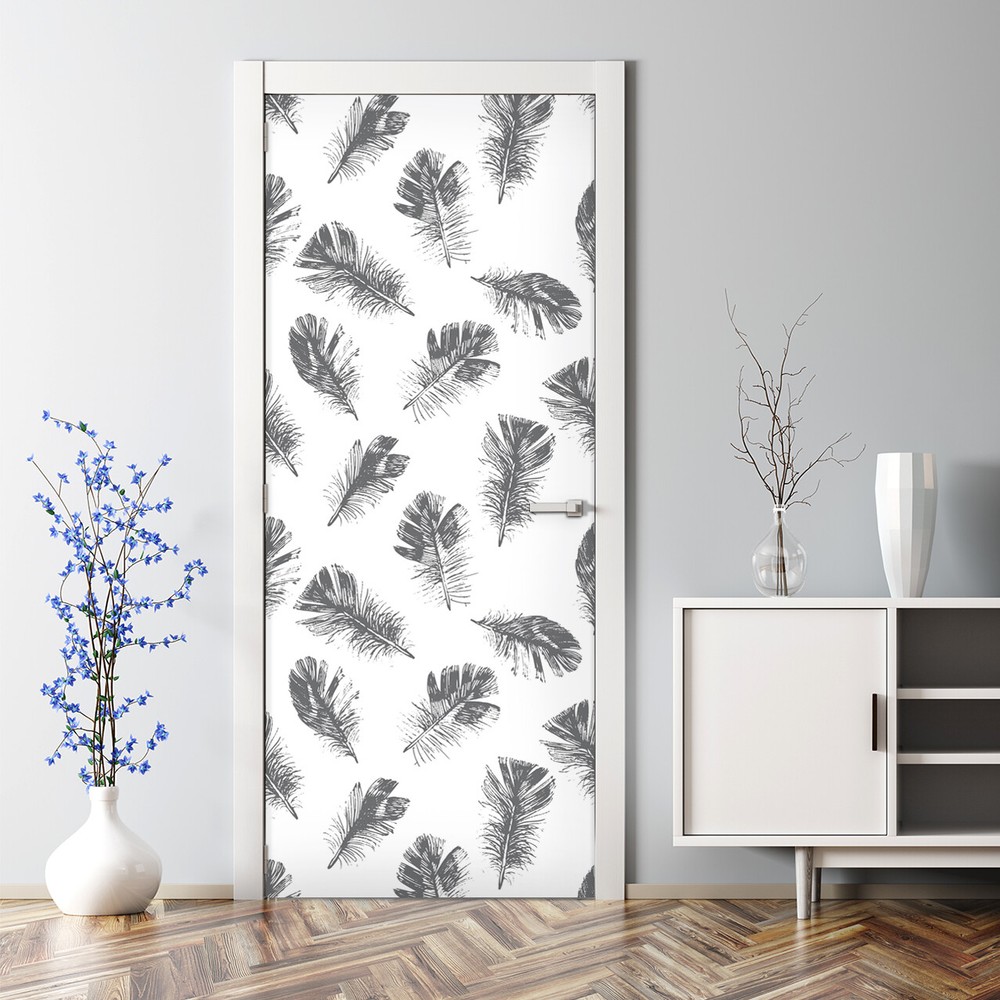 Vintage Feather Nursery Door Decal - Delicate Retro Fairytale Design for Renters  