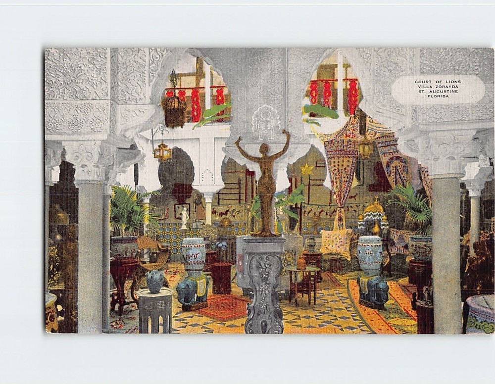 Postcard Court of Lions Villa Zorayda St. Augustine Florida USA