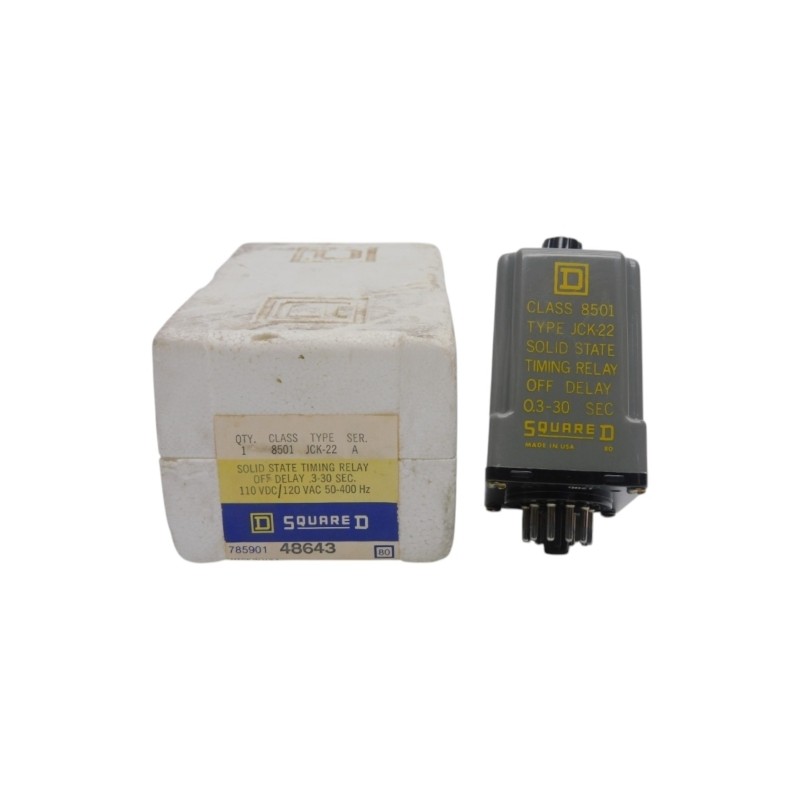 Square D 8501Jck-22 Ser. A 110Vdc/120Vac .3-30S Nsmp