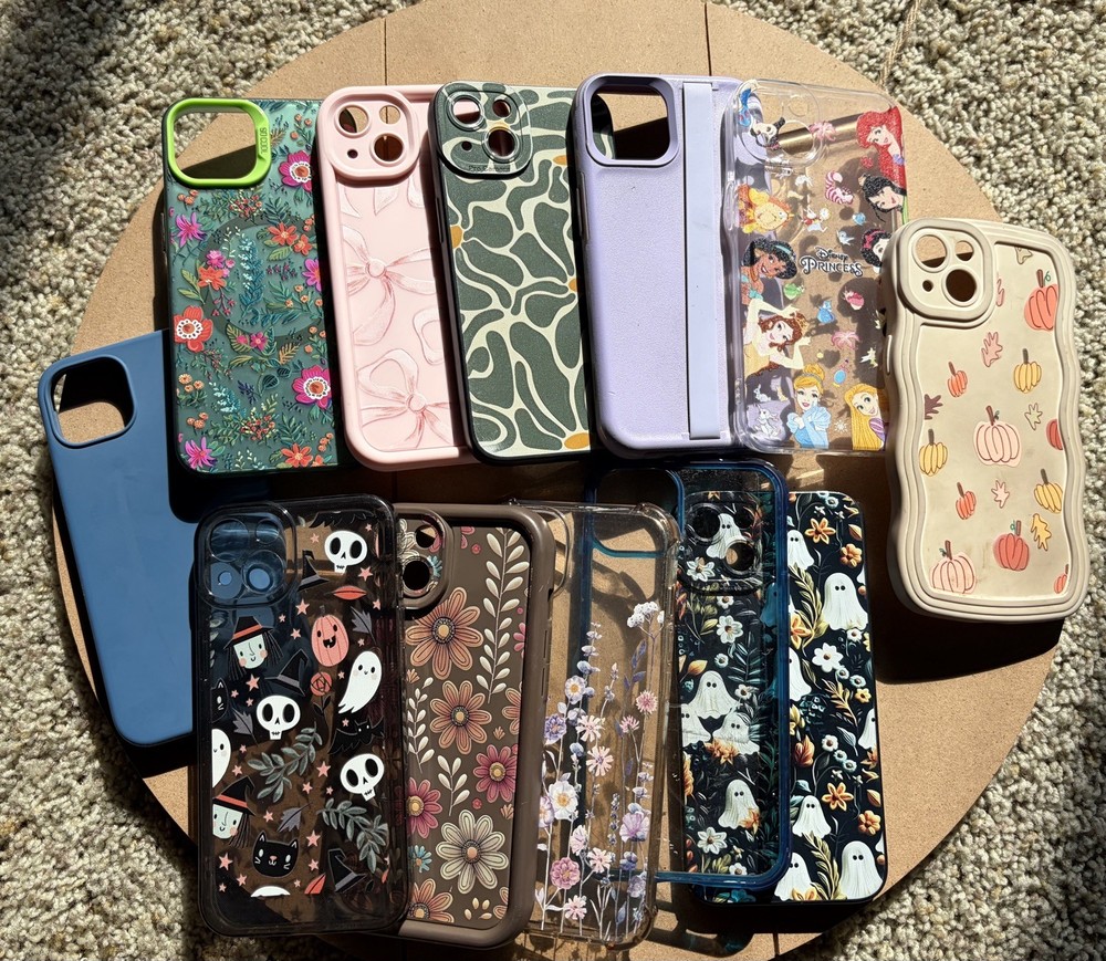 Lot Of 12 IPhone  13 Cases Fall, Halloween, Solid Colors, Princesses, Floral