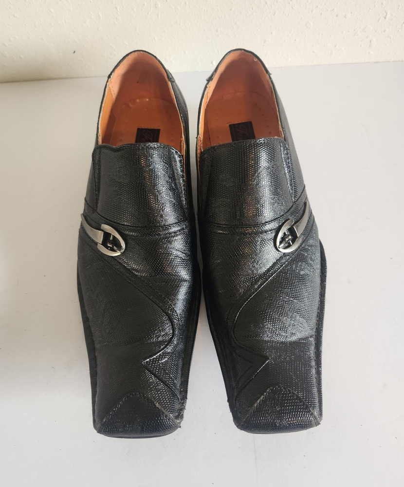 Ferro Aldo Monk Strap Slip-On Dress Shoes Square Toe Black Men's US 7.5