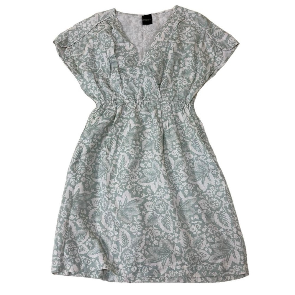 SOULEIADO Silk Linen Floral Tunic Green Free Size