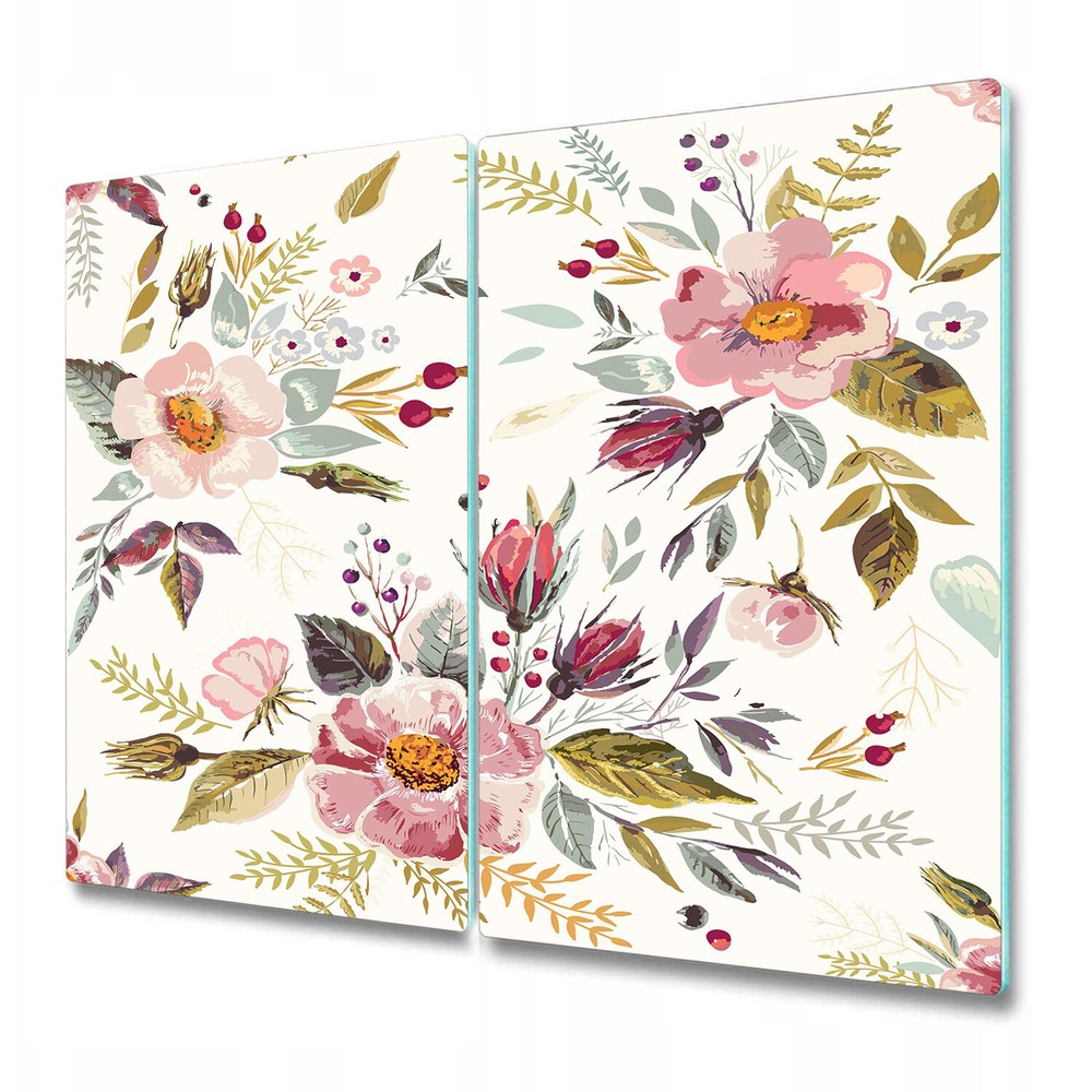 Glass Chopping Cutting Board Vintage Field Flowers Floral Watercolour 2x30x52