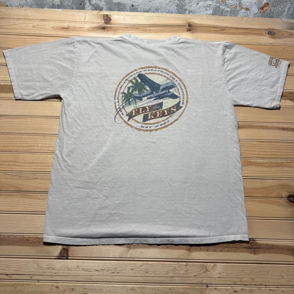 Crazy Shirts Key West Fly The Keys Plane Kona Coffee Dyed Graphic T-Shirt XL
