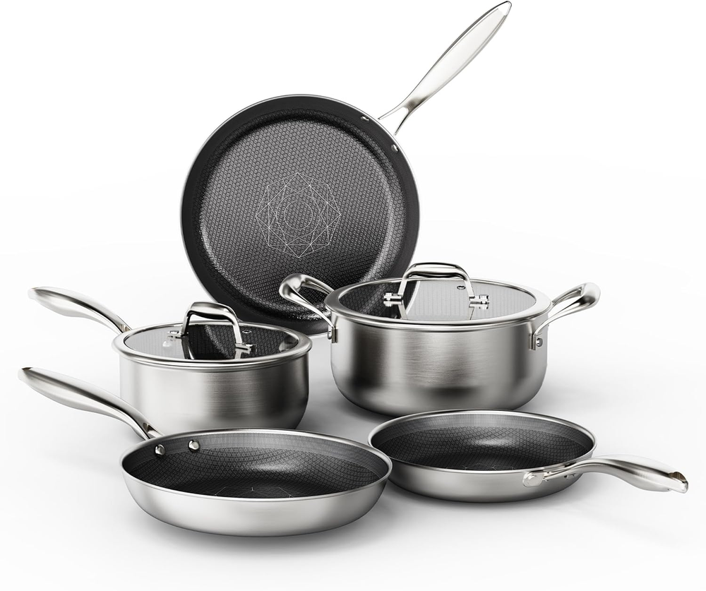 Premium Hybrid Ceramic Nonstick Stainless Steel Cookware Pots & Pans Set